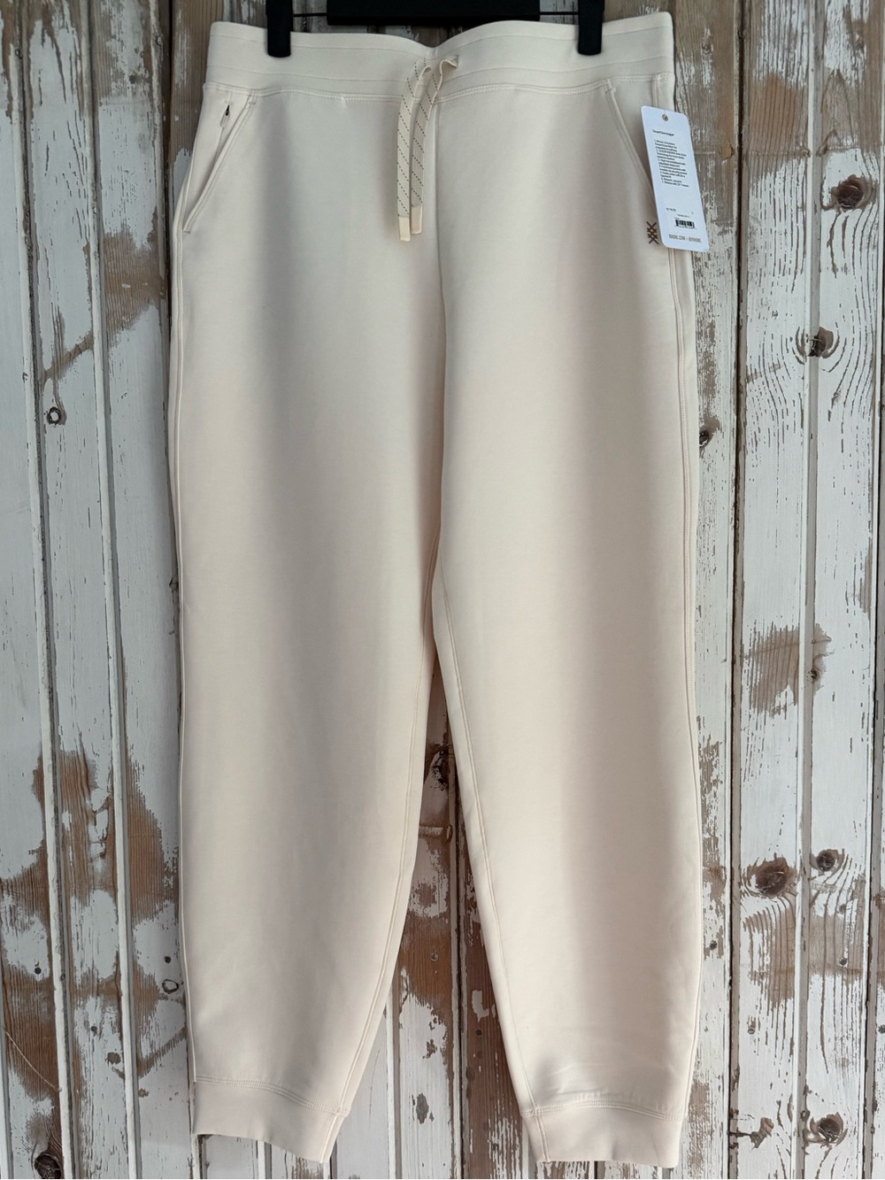 NWT RHONE Ivory Drawstring Joggers, Large